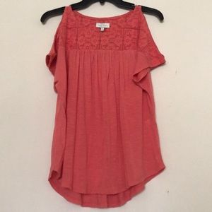 Lucky Brand Embroidery Cold Shoulder Top